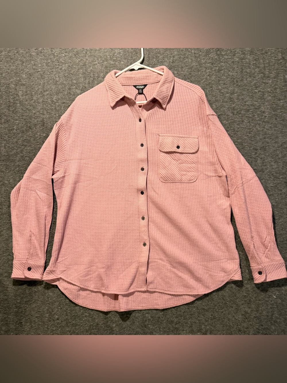 Buffalo Waffle Knit Shirt Womens M Rose Pink Button Up Soft Textured NWT